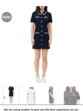 Maje Navy Mini Dress with White Trim